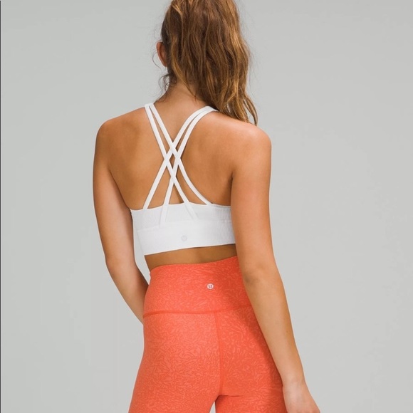 SOLD Lululemon Energy High-Neck Longline Ribbed Bra Size 4 White - Picture 2 of 7